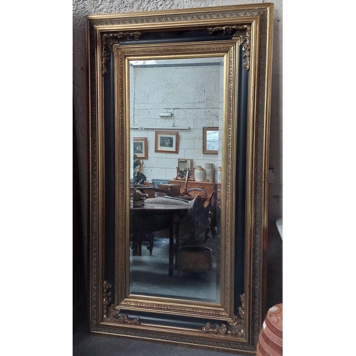 104 - Large Bevelled Mirror with Gilt Style Moulding & Ebonised Effect - C. 112cm W x 205cm H