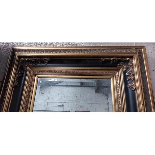 104 - Large Bevelled Mirror with Gilt Style Moulding & Ebonised Effect - C. 112cm W x 205cm H