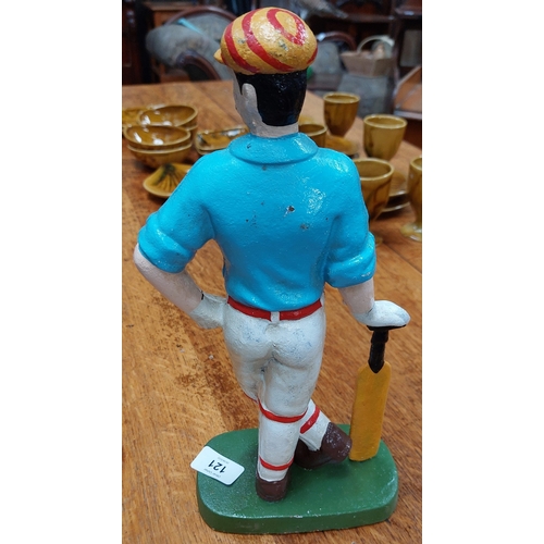 121 - Cast Metal Painted Cricketer