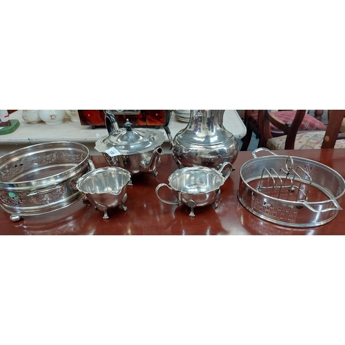 135 - Lot of Silver Plate inc. Serving Rings and Tea / Coffee Service