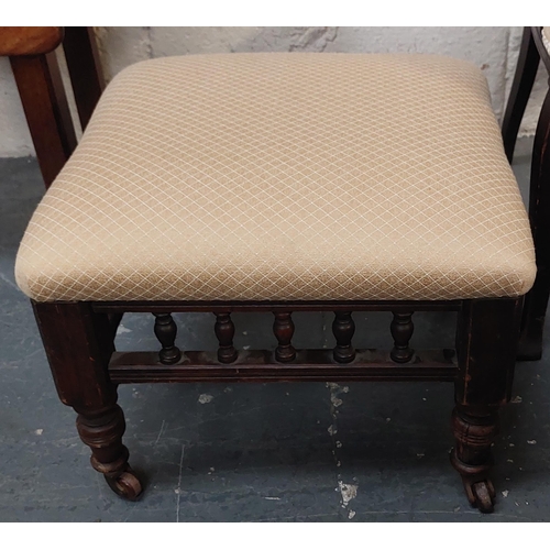 138 - Edwardian Upholstered Ladies Armchair with Matching Footstool