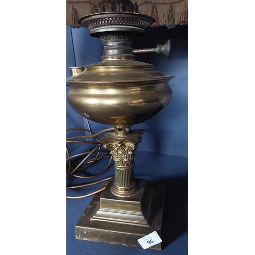 95 - Brass Lamp and Shade (converted)