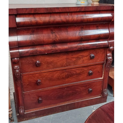 97 - Victorian Flamed Mahogany Chest of Drawers - C. 123cm W x 56cm D x 131cm H