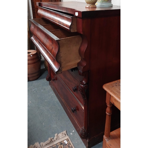 97 - Victorian Flamed Mahogany Chest of Drawers - C. 123cm W x 56cm D x 131cm H