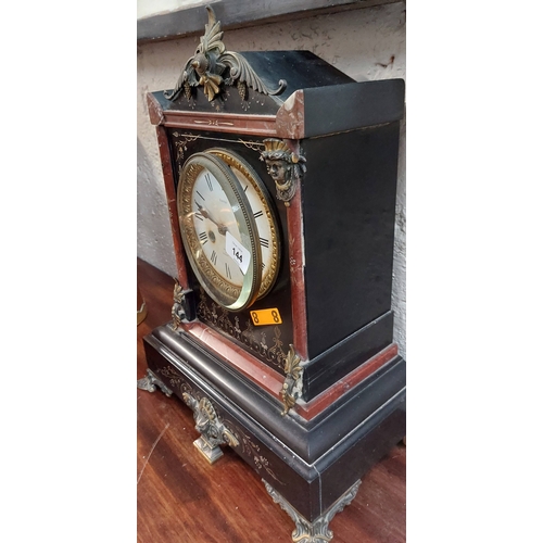 144 - Brass and Marble Mantle Clock