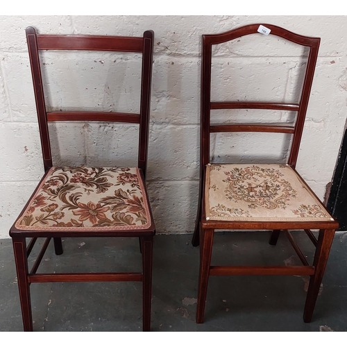 166 - 2 Inlaid Occasional / Bedroom Chairs with Embroidered Seat Cover