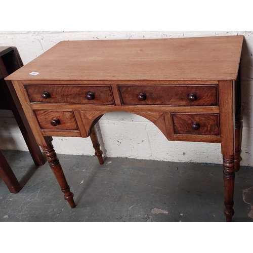 168 - Neat Oak Kneehole Writing Desk - C. 88cm W x 42cm D x 74cm H