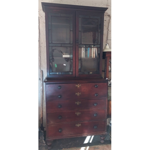 171 - Tall 19th Century Mahogany Secretaire Bookcase - C. 240cm H x 112cm W x 58cm D