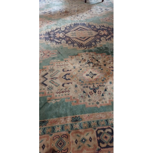 191 - Large Green and Gold Carpet Square - C. 370cm x 276cm