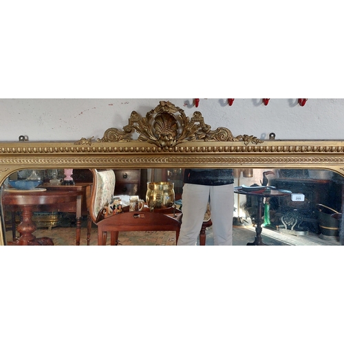 205 - Large Victorian Gilt Framed Overmantle with Shell Detail - C. 160cm W  x 124cm H