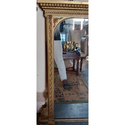 205 - Large Victorian Gilt Framed Overmantle with Shell Detail - C. 160cm W  x 124cm H