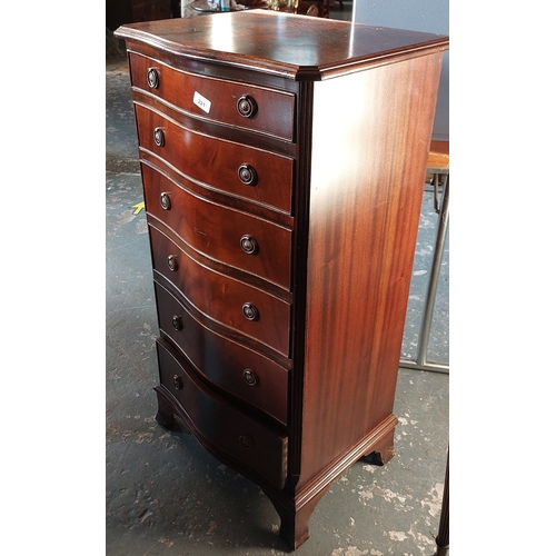 221 - Neat Mahogany 6 Drawer Tallboy Chest - C 105cm H x 53cm W x 39cm D