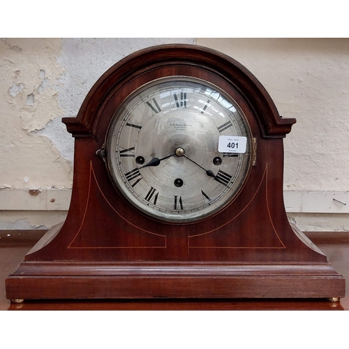 Mahogany Inlaid Mantle Clock R. McDowell & Co. Ltd. Belfast