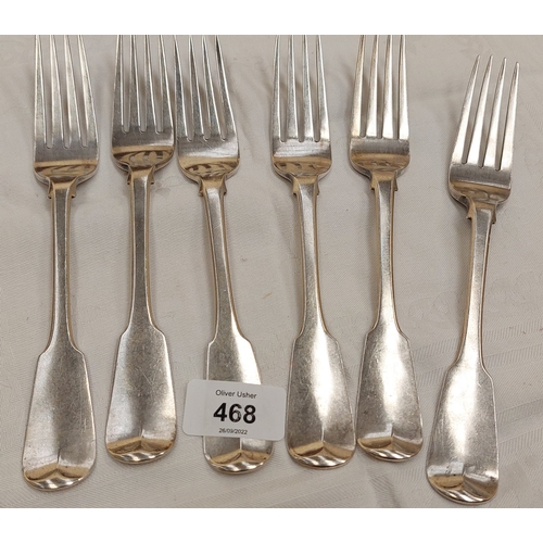 Set of 6 Irish Silver Dinner Forks. Dublin 1824 Samuel Neville