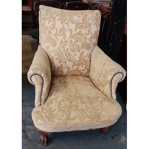 557 - Yellow Upholstered Gentlemans Armchair