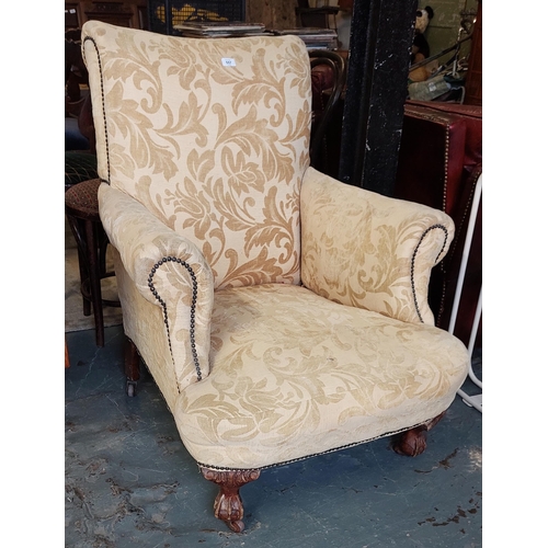 557 - Yellow Upholstered Gentlemans Armchair