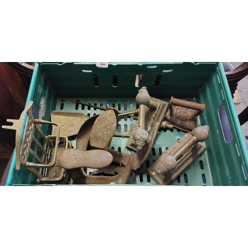 564 - Crate of Metal Ware inc. Shoe Lasts etc