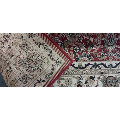 568 - Red & Cream Rug - C. 212cm x 152cm