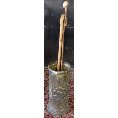 570 - Brass Stick Stand & Walking Sticks