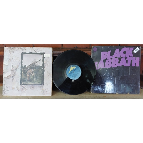 579 - 3 Vinyl Records - Black Sabbath, Meat Loaf (no sleeve), Led Zeppelin