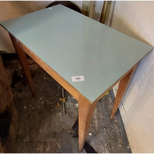 586 - Small Formica Top Pine Table - C. 61cm W x 38cm D x 64cm H