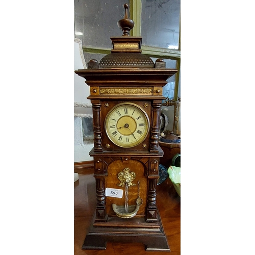 590 - Victorian Mantle Clock with Water Fountain Feature