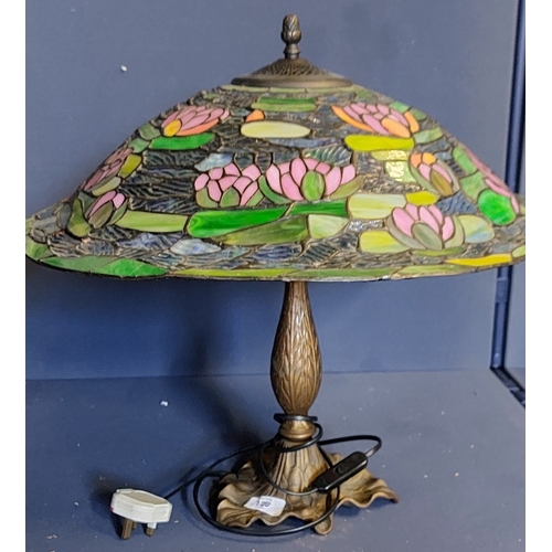 129 - Large Leaded Glass Tiffany Style Table Lamp - C. 51cm W