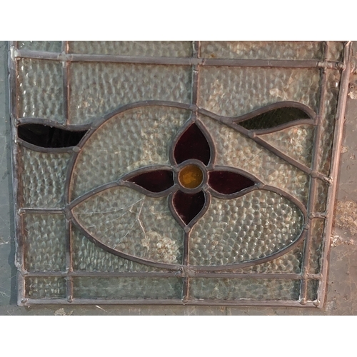 46 - 3 Leaded Glass Panels with Stained Glass - 43cm x 38cm, 113cm x 38cm & 93cm x 45cm