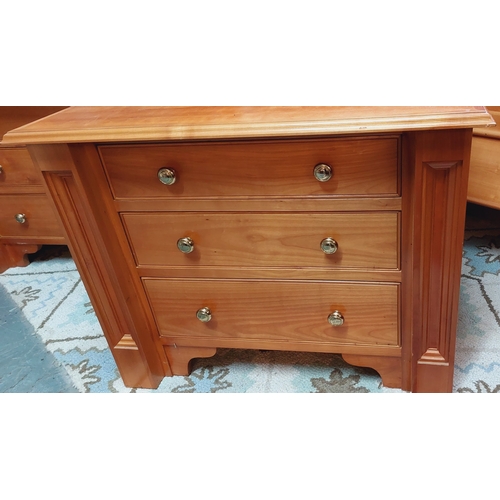 59 - Pair of Handmade Cherrywood 3-Drawer Bedside Cabinets / Lockers - C. 80cm W x 50cm D x 63cm H