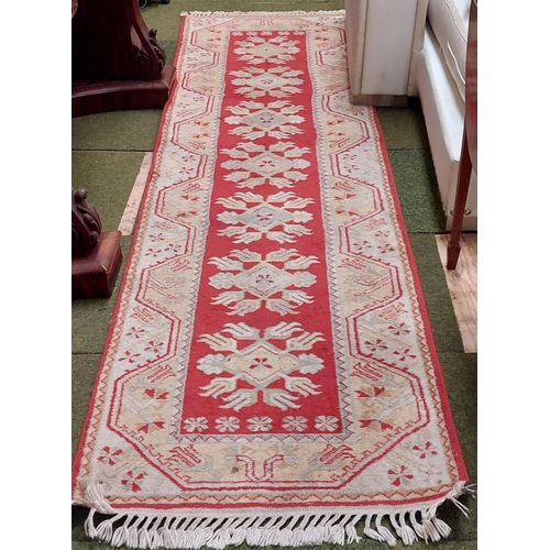 141 - Red Runner Rug - C. 290cm x 80cm