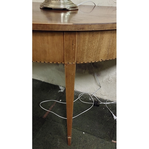 325 - Mahogany Inlaid Half Moon Side Table - C. 128cm W x 63cm D x 72cm H