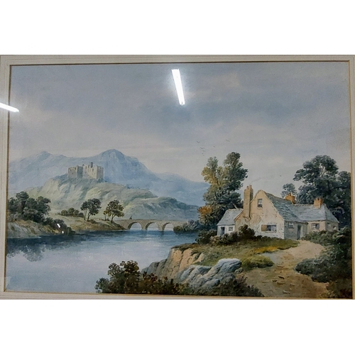 377 - Gilt Framed Watercolour - River Cottage Scene