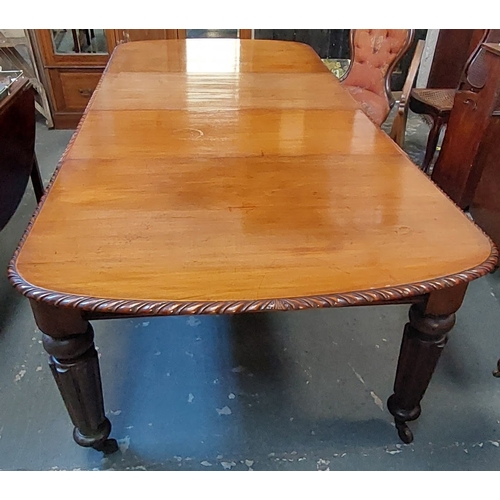 617 - Mahogany Rope Edge Dining Table with 2 Extra Leaves - C 250cm with all Leaves Added x 118cm W x 76cm... 