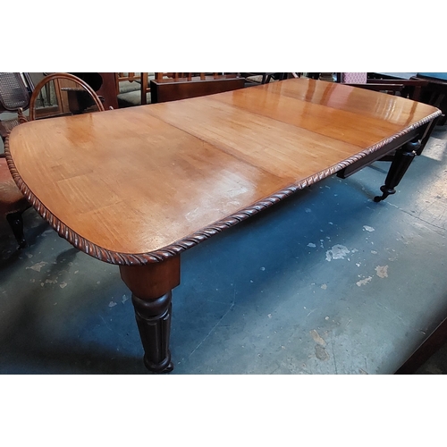 617 - Mahogany Rope Edge Dining Table with 2 Extra Leaves - C 250cm with all Leaves Added x 118cm W x 76cm... 