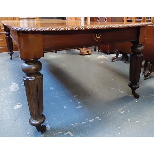 617 - Mahogany Rope Edge Dining Table with 2 Extra Leaves - C 250cm with all Leaves Added x 118cm W x 76cm... 