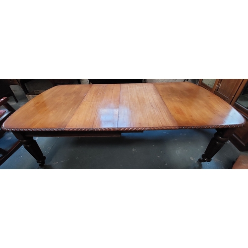 617 - Mahogany Rope Edge Dining Table with 2 Extra Leaves - C 250cm with all Leaves Added x 118cm W x 76cm... 