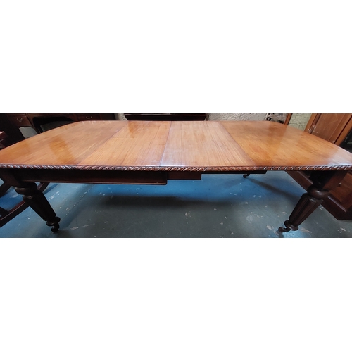 617 - Mahogany Rope Edge Dining Table with 2 Extra Leaves - C 250cm with all Leaves Added x 118cm W x 76cm... 