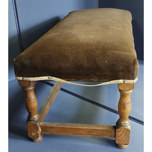 9 - Neat Padded Seat Footstool with Stretcher Base - C. 80cm W x 37cm D x 33cm H