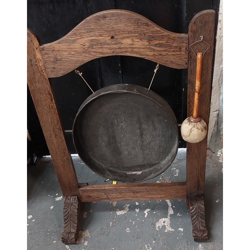 22 - 19th Century Carved Oak Floor Standing Dinner Gong