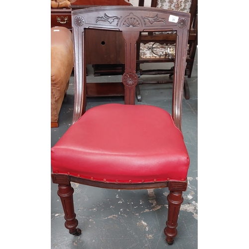 26 - Pair of Mahogany Leather Seat Dining Chairs