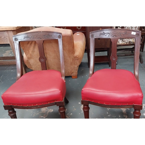 26 - Pair of Mahogany Leather Seat Dining Chairs