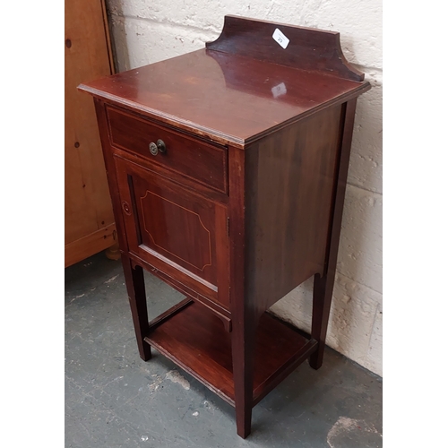 29 - Inlaid Mahogany Pot Cupboard with Drawer 