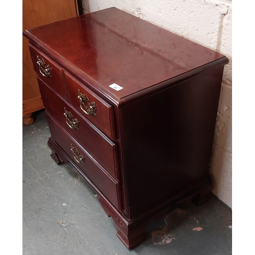 34 - Neat Mahogany 2 Drawer Chest with Brass Handles 