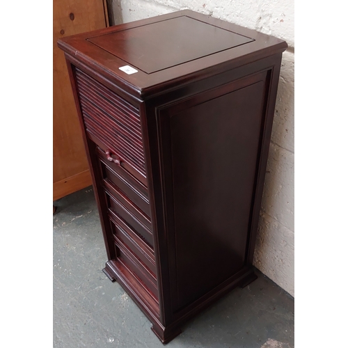 36 - Neat Size Tambour Front Mahogany Filing Cabinet - 35cm W x 38cm D x 80cm H