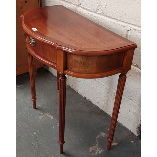 45 - Neat Mahogany Cross banded Side Table with Drawer on Fluted Column Legs - C. 80cm W x 40cm D x 78cm ... 