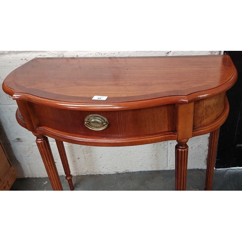 45 - Neat Mahogany Cross banded Side Table with Drawer on Fluted Column Legs - C. 80cm W x 40cm D x 78cm ... 