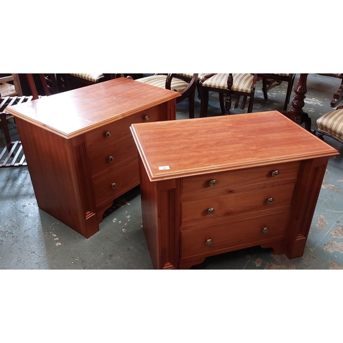 59 - Pair of Handmade Cherrywood 3-Drawer Bedside Cabinets / Lockers - C. 80cm W x 50cm D x 63cm H