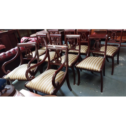 63 - Set of 10 Regency Style Dining Chairs. 8 Chairs plus 2 Carvers