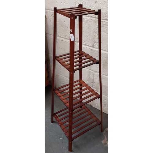 64 - Tapered 4 Tier Wooden Slatted Pot Stand - C. 115cm H