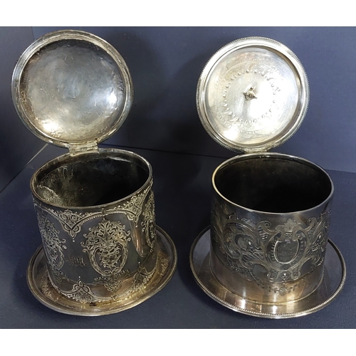 65 - Pair of Silver Plate Lidded Biscuit Barrels